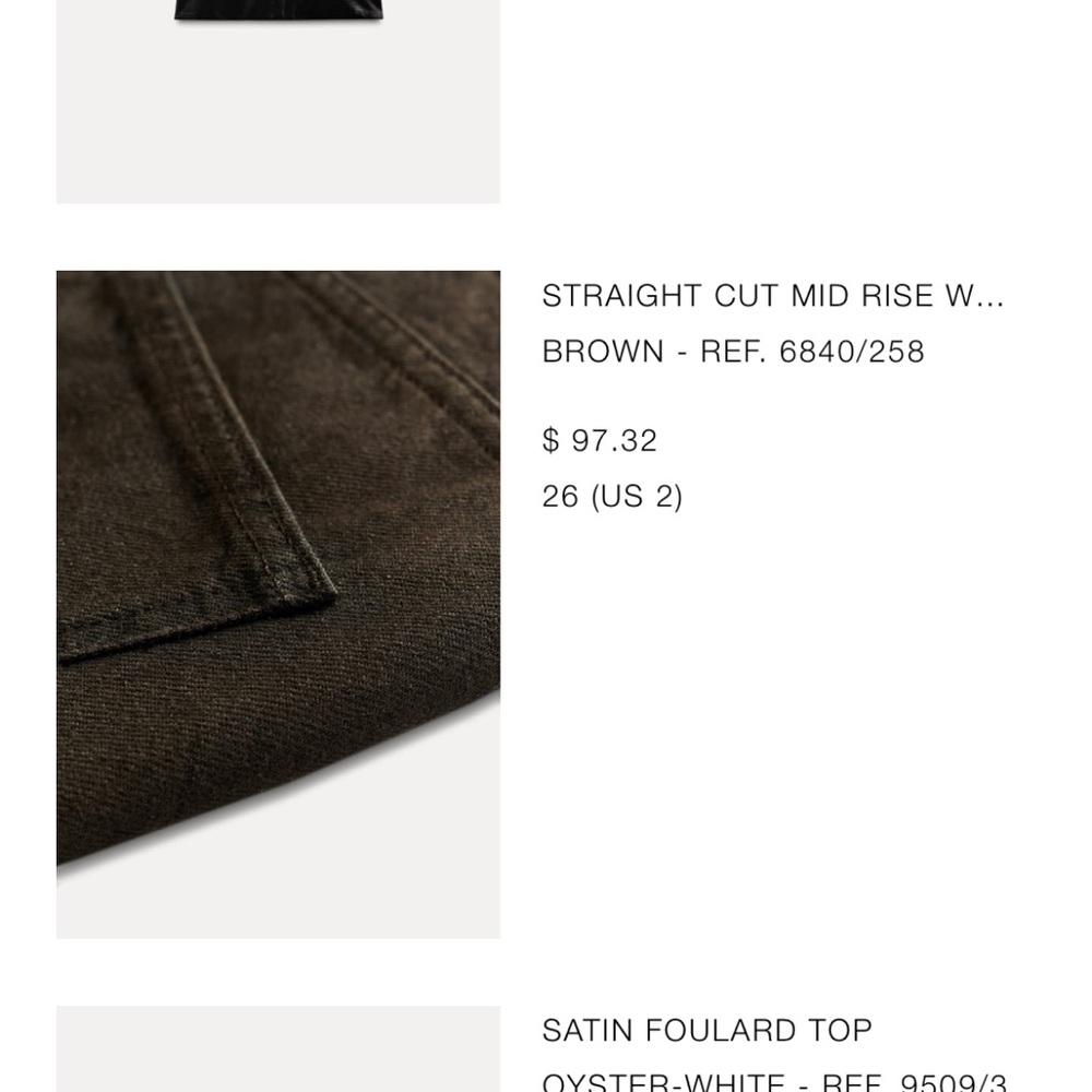 Zara Straight Cut Mid Rise Waxed Jeans
